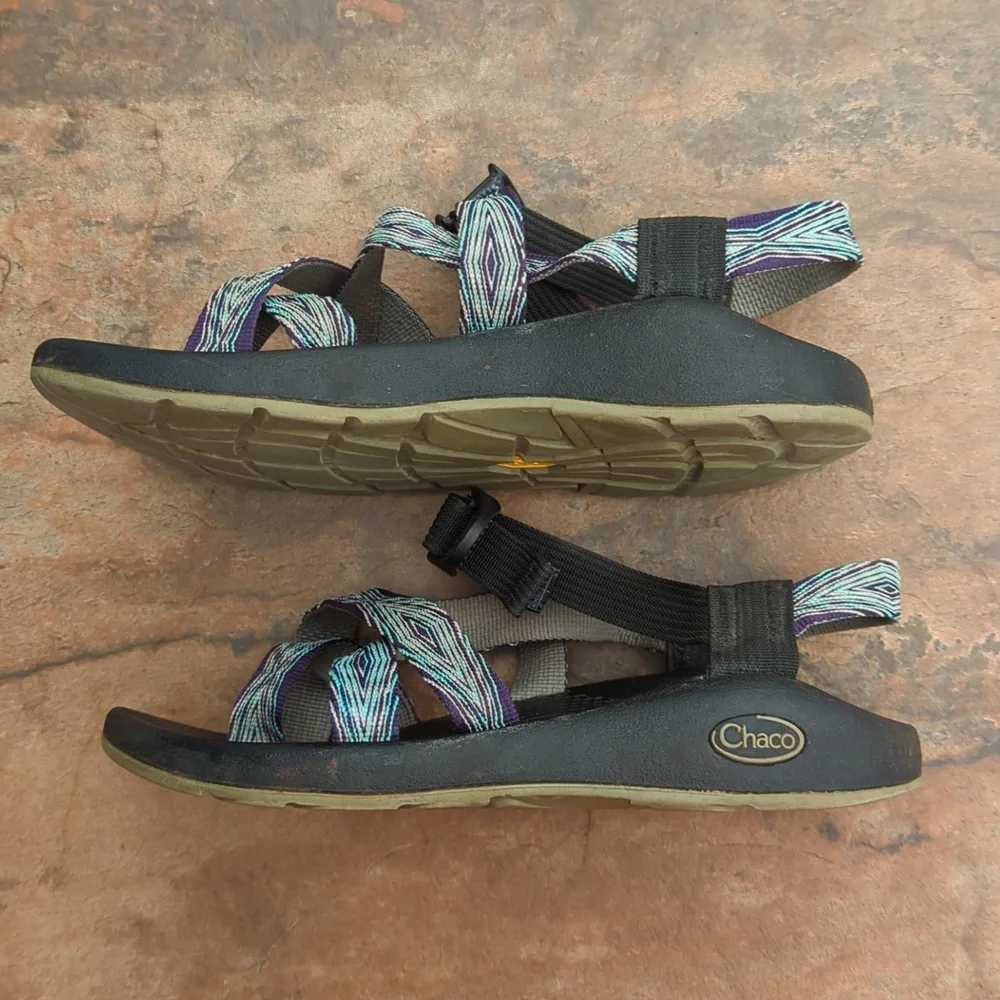 CHACO ZX2 Classic Yampa Hiking Comfort Sport Sandals Blue Chevron Women’s size 6 - Picture 2 of 6